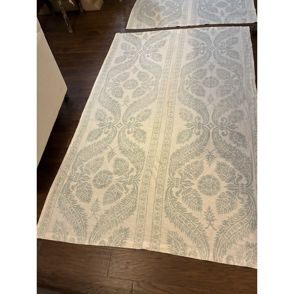Vervain Chapelle Fabric Linen Home Made Rod Pocket Curtains Set Of 2 80" X 51"